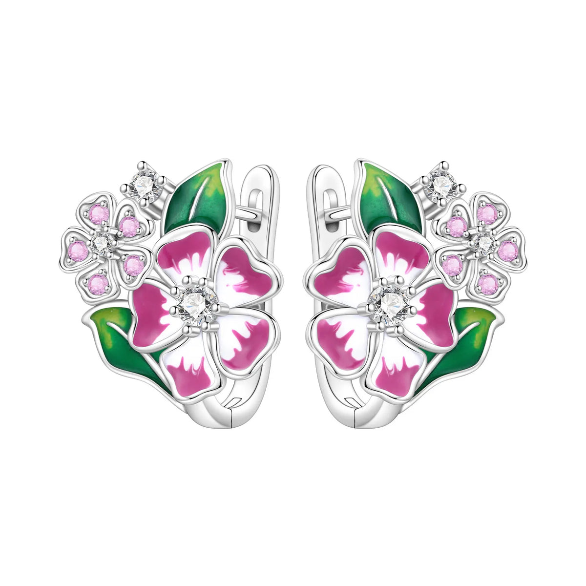 Orstarry Original 925 Sterling Silver Blue Iris Flower Earrings Women Hoop Earring Anniversary Jewelry Trendy Gifts