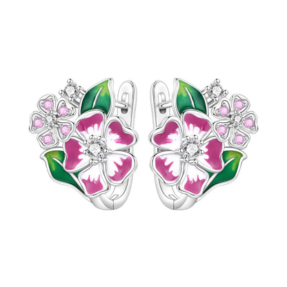 Orstarry Original 925 Sterling Silver Blue Iris Flower Earrings Women Hoop Earring Anniversary Jewelry Trendy Gifts