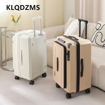 KLQDZMS Luggage Cart Style Travel Bag 20"24"26"28 Inch Large Capacity Trolley Case Women Boarding Box Men's with Wheels Suitcase
