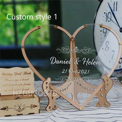 Hearts Unique Wedding Mr Mrs Guest Book Decoration Memory Guest Book Drop Box Signature Acrylic Guest Book Alternative