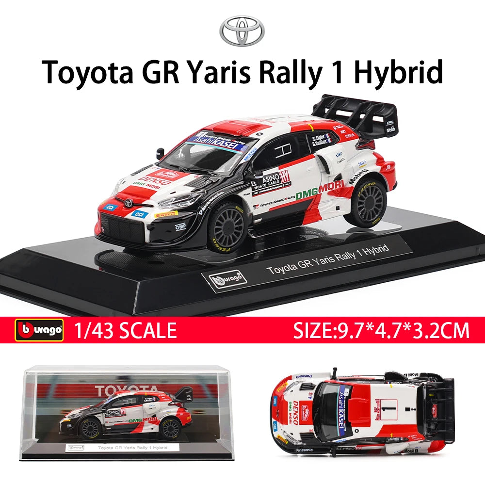 Bburago 1:43 WRC Toyota GR Yaris Rally1 Hybrid Rovanpera #69 Ogier #17 Alloy Luxury Vehicle Diecast Pull Back Cars Model Toy