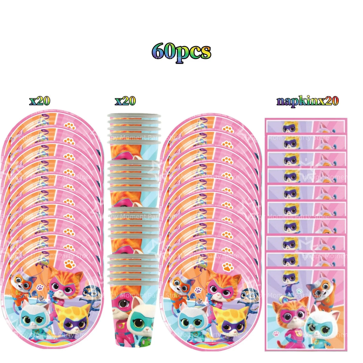 Superkittie Birthday Party Decoration Tableware Tablecloth Plate Cup Napkin Balloon Cake Decor superkitties Party Favors Supply