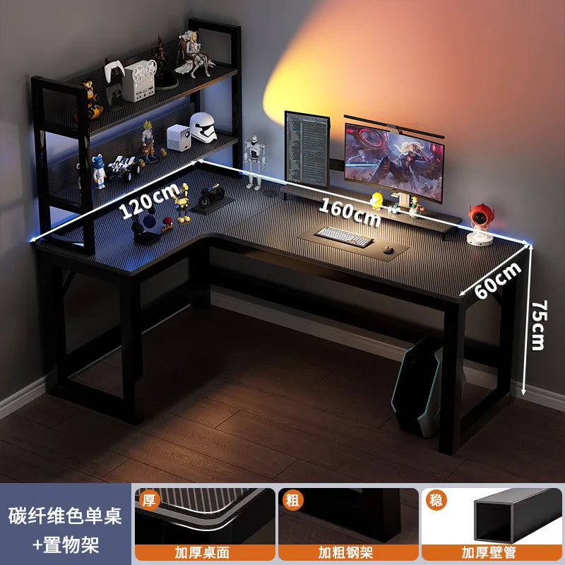 Modern Corner Computer Desk L-shaped Desktop Home E-sports Table Game Desk Bookshelf Bedroom Study Table Office Desk Chair