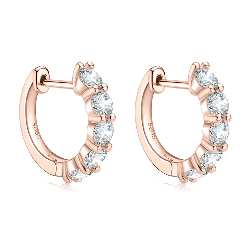 IOGOU 3.5mm D Color Moissanite Hoops Earring 100% Real 925 Silver Rose Gold Plated Huggie Earring For Women Girl Fine Jewelry