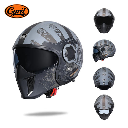 Full Face Open Face Motorcycle Helmet Double Lens Modular Helmets DOT ECE APPROVED CYRIL OP12A Man Woman Retro Moto Helmet