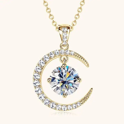 2CT D Color Moissanite Star Moon Pendant Necklace For Women 925 Sterling Silver Luxury Sparkling Jewelry Party Gift