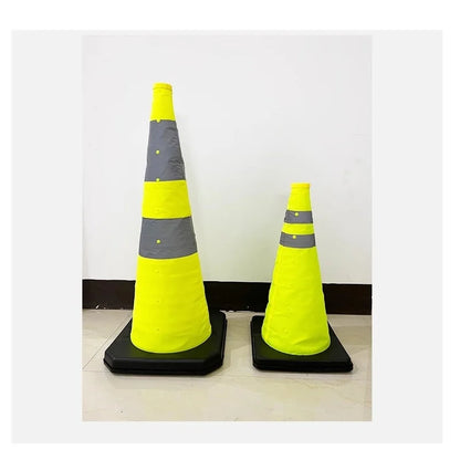 Telescopic Road Cone Fluorescent Green Reflective Cone Sign Parking Car Emergency Light Warning Barrier Foldable Cone Tube