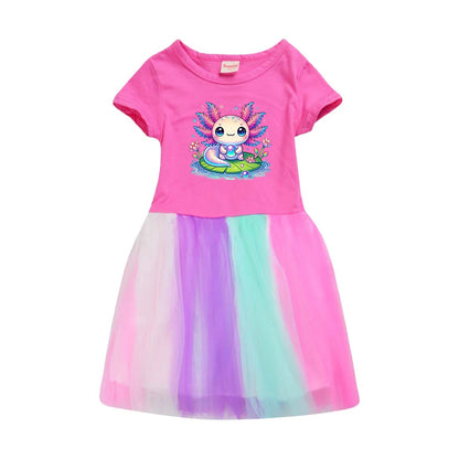 Kids' Dresses for Girls Dress Children's Girly Dresses for Baby Girl Cartoon Axolotl Baby Autumn Clothes Clothing Princess Cute
