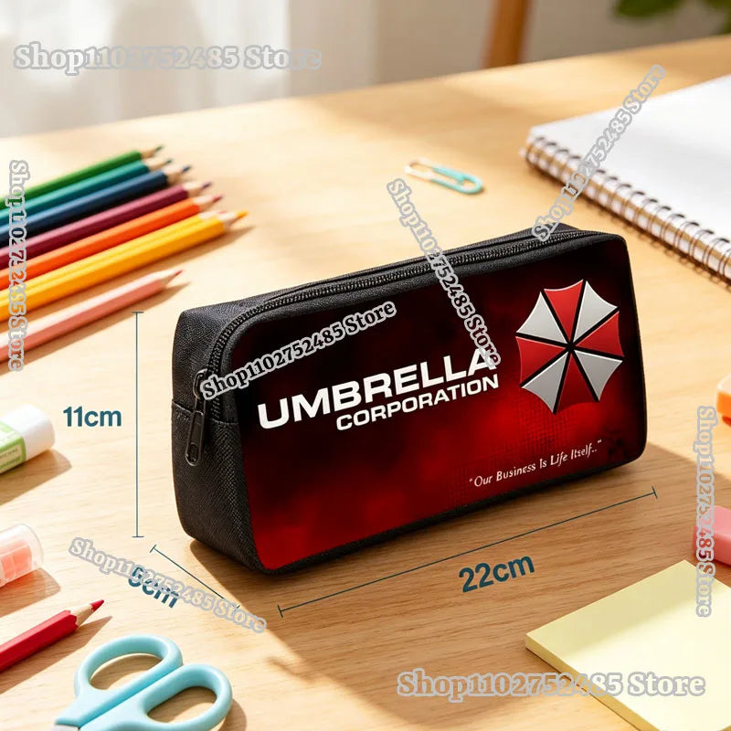 Cartoon Figure Resident Evil Print Pencilcase Kids Back To School Pencilbag Umbrella Corporation Stationary Storage Pouch Gifts