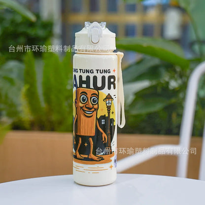 750ML Italian Brainrot Water Bottle Outdoor Drinking Cartoon Sports Cups Tung Tung Tung Sahur Tralalero Tralala Christmas Gift