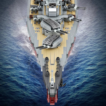 2081pcs Military WW2 Bismarck Battleship Large Boat Cruiser Model Weapon Building Blocks MOC Warship Set Toys for Children Gifts