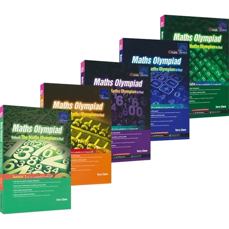 5 Books/set SAP Maths Olympiad Primary School Mathematical Thinking Training Exercise   Math Questions English Book