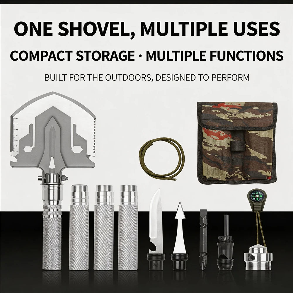 Multifunctional Folding Camping Shovel, Portable Military‑Style Survival Spade for Outdoor Camping Hiking Car Emergency