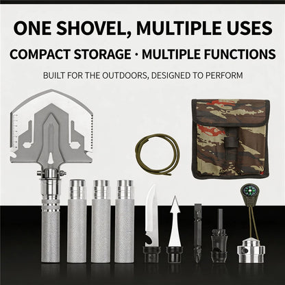 Multifunctional Folding Camping Shovel, Portable Military‑Style Survival Spade for Outdoor Camping Hiking Car Emergency