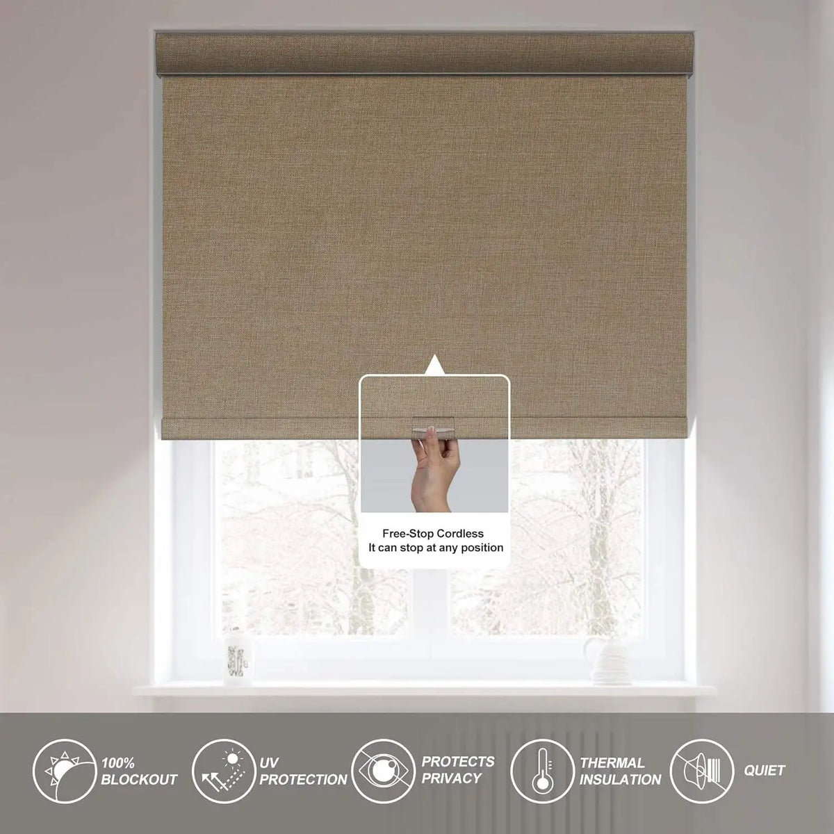 Hot Selling Factory Price 100%Blackout Privacy Protection Child Safety Manual Cordless Roller Blinds For Windows
