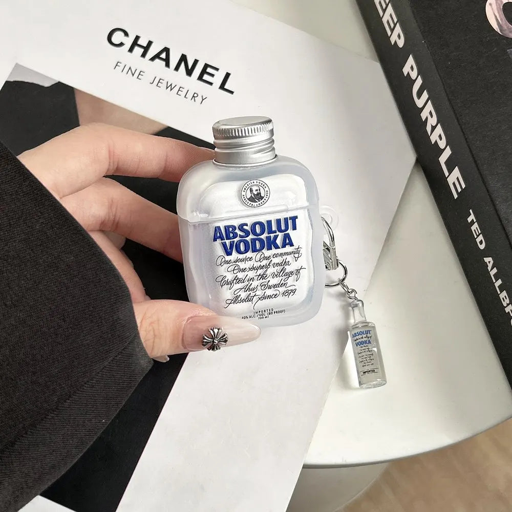 For Apple Airpods Pro 2 Case Creative Vodka Bottle Bluetooth Headset Cover For AirPods 4 3 2 1 Pro3 Charging Box Protective Case