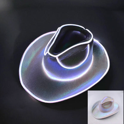 Bachelorette Party Glowing Supplies Luminous Bride Cowgirl Hat LED Pearlescent Cowboy Cap Fashion Neon Light Hat For Party