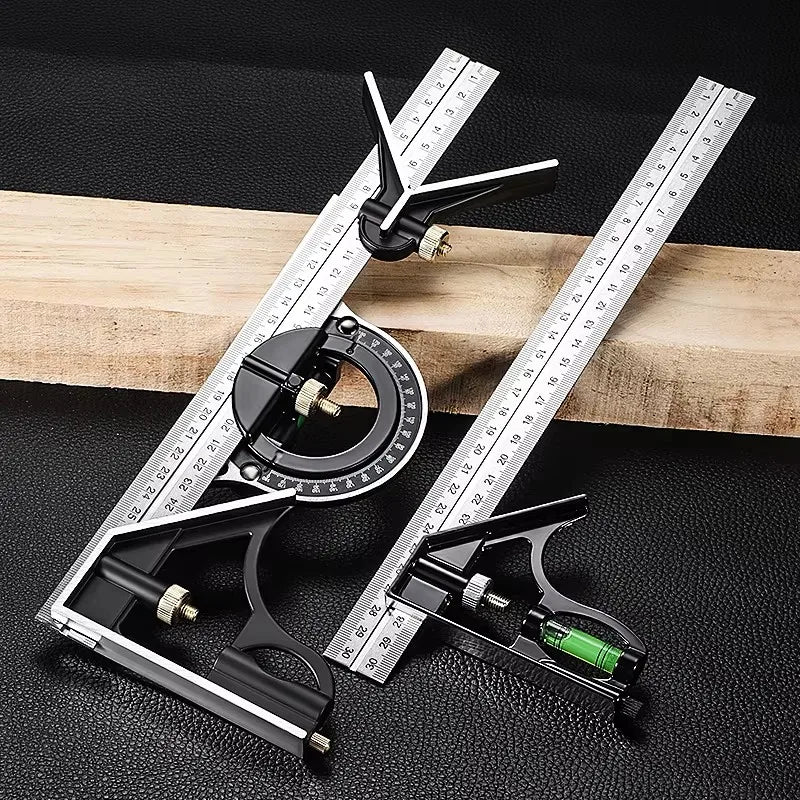 Adjustable Sliding Combination Square Ruler, Metal Ruler Framing Square T Ruler Carpentry Woodworking Measure Tools