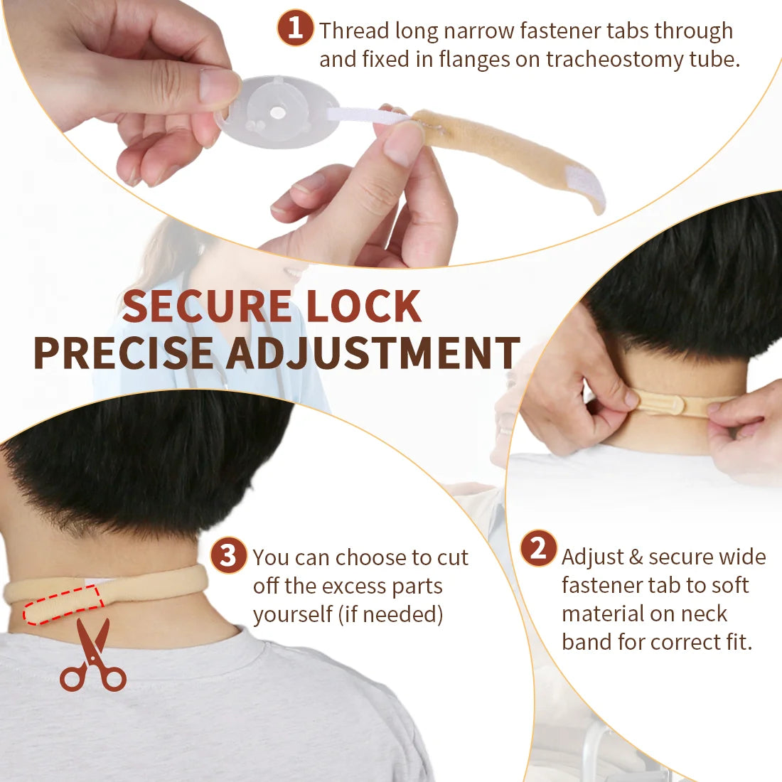 Ehucon Tracheostomy Tube Holder Adjustable Trach Tube Neck Strap with Hook Loop Skin-Friendly Tracheostomy Neckband Collar