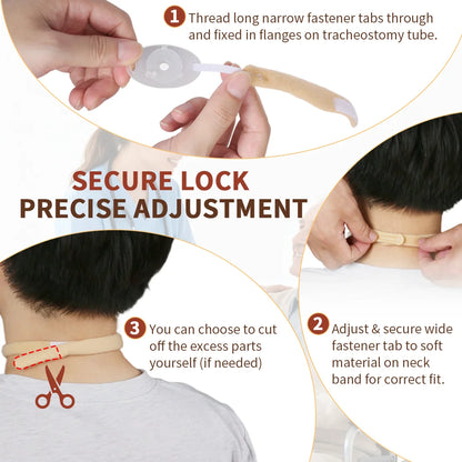 Ehucon Tracheostomy Tube Holder Adjustable Trach Tube Neck Strap with Hook Loop Skin-Friendly Tracheostomy Neckband Collar