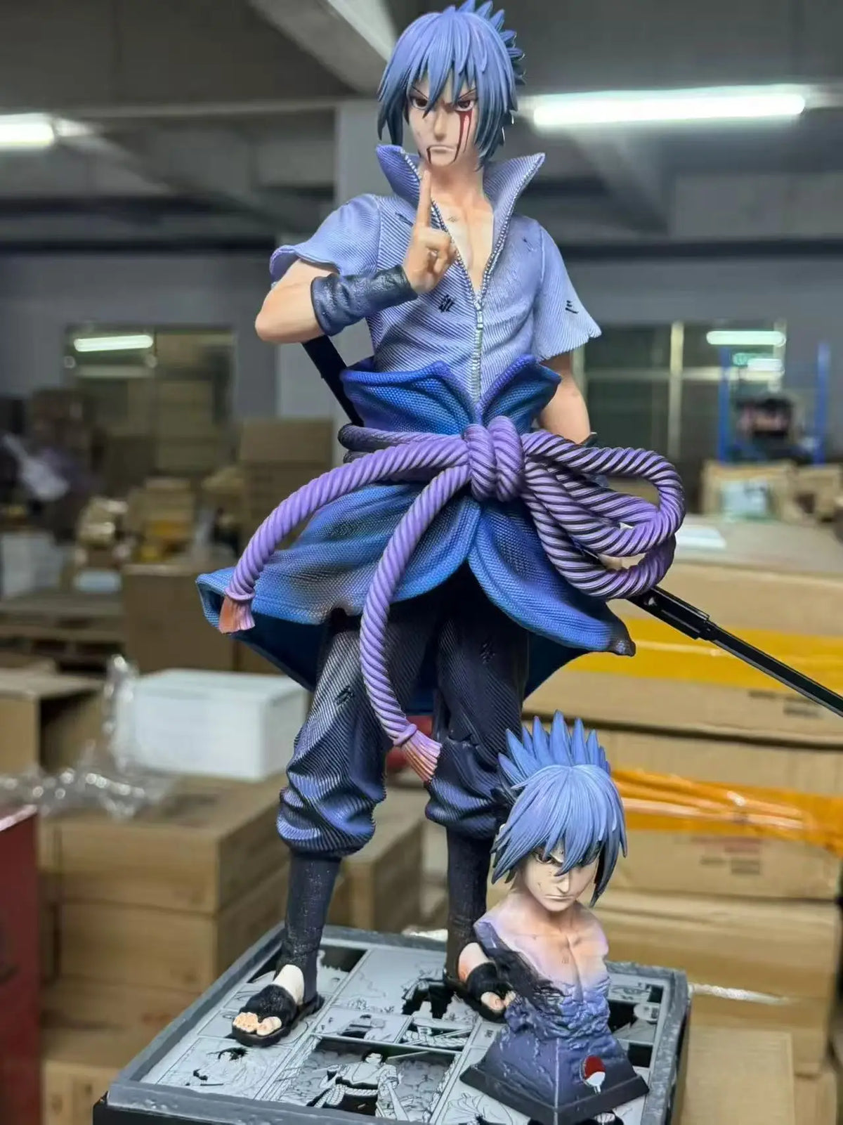 33cm Naruto Uchiha Sasuke Anime Figure GK Double Head Carving Collectible Decor Desktop Ornament Statue Model Toy Fans Gift
