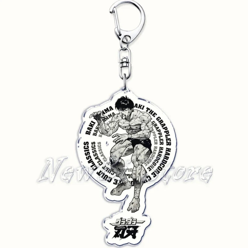 Japanese Anime Hanma Baki Son of Ogre Keychain for Yuujirou Characters Pendant Key Chain Ring Keyring Jewelry Holiday Giftss