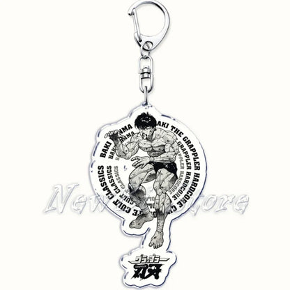 Japanese Anime Hanma Baki Son of Ogre Keychain for Yuujirou Characters Pendant Key Chain Ring Keyring Jewelry Holiday Giftss