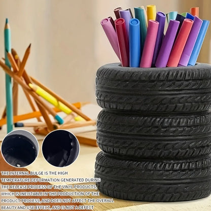 1pcs Creative Tyre Shape Pen Holder - Unique Desktop Utensils Storage Box,Tyre Design,Make Your Desktop More Neat and Beautiful!
