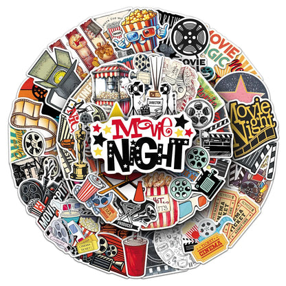 50/100PCS Retro Movie Stickers Fun Creative Projector Waterproof Decoration Refrigerator Storage Box Stickers