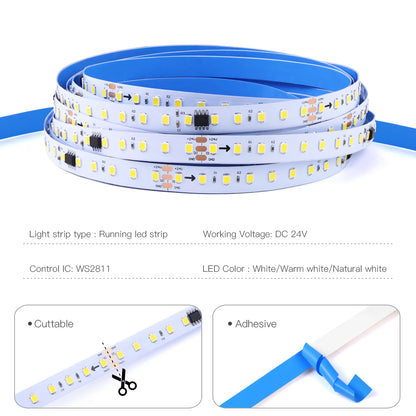 Smart Addressable Pixel WS2811 LED Strip Light 5M 10M KIT Running Water Flow Chasing LED Tape For Wall Ceiling Cabinet Decoratio