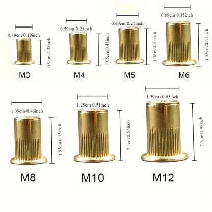 102Pcs Rivet Nuts Kit M3 M4 M5 M6 M8 Zinc Plated Carbon Steel Blind Rivet Nut Assortment for Sheet Metal Automotive Repair