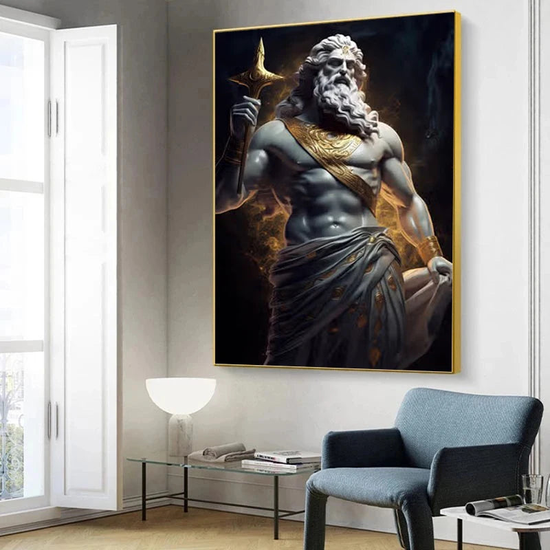 Zeus Sculpture Poster Black and White Greek God Abstract Prints Greek Mythology Canvas Painting Home Living Room Wall Decoration