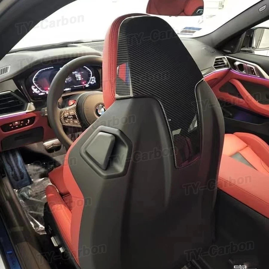 Dry Carbon Fiber Car Inner Seat Back Covers Trims For BMW G80 M3 G82 M4 G87 M2 G42 F97 X3M F98 X4M 2020+ Back Seat Shell Trim