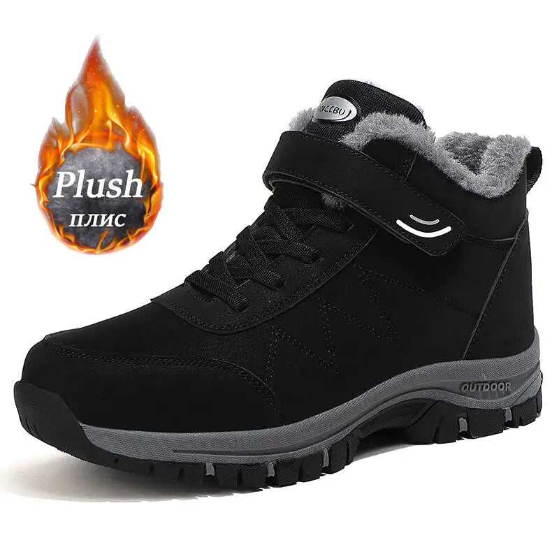 Winter Men Boots Microfiber Leather Snow Boots Man Plush Warm Causal Shoe Waterproof Men Boots Male Sneakers Spring Ankle Boots