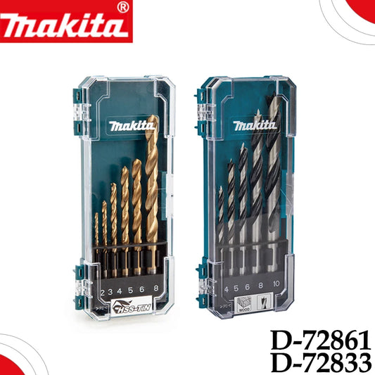 Makita D-72861 / D-72833 HSS Drill Bit Sets, Metal & Wood Drilling Bits with Storage Case