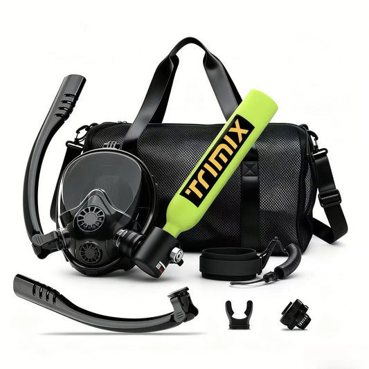 TRIMIX Mini Scuba Lung Tank 0.5L Set with Mask & Bag, Portable Diving Tank for Snorkeling Diving, 10 Mins Underwater Breath