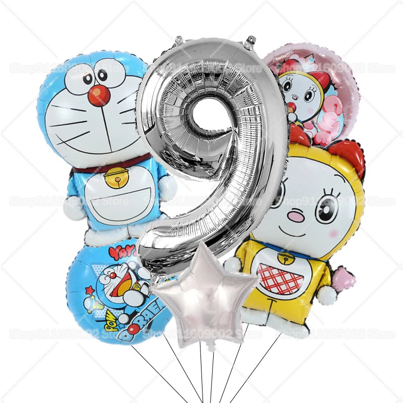 Doraemons Number 1-10 Balloons Girls Boys Birthday Decorations Baby Shower Gender Reveal Balloon Party Supplies Kids Toys Gift