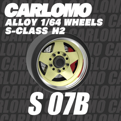 Carlomo S-Class Brand New 1/64 Alloy Wheels Rubber Tires with Brake Disc Assembly Rims for Model Diecast Car for model cars