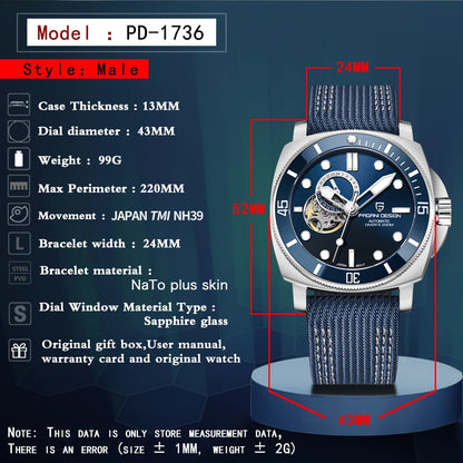 PAGANI DESIGN 2025 New Men Automatic Mechanical Watch NH39 Sapphire Glass Fashion Stainless Steel 200M Waterproof Reloj Hombre