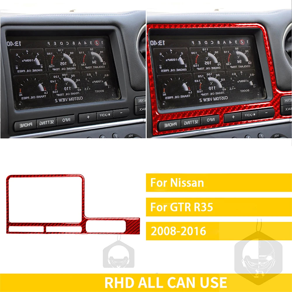 For Nissan GTR R35 2008-2016 Accessories Carbon Fiber Car Interior Navigation Display Surround Frame Cover Trim Sticker