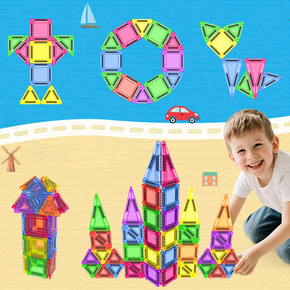 Mini Magnetic Tile Toys, with a Metal Box for Easy Portability, Magnetic Building Blocks That Can Be Played with Anywhere, Convenient Storage, Suitable for Holiday or Birthday Gifts