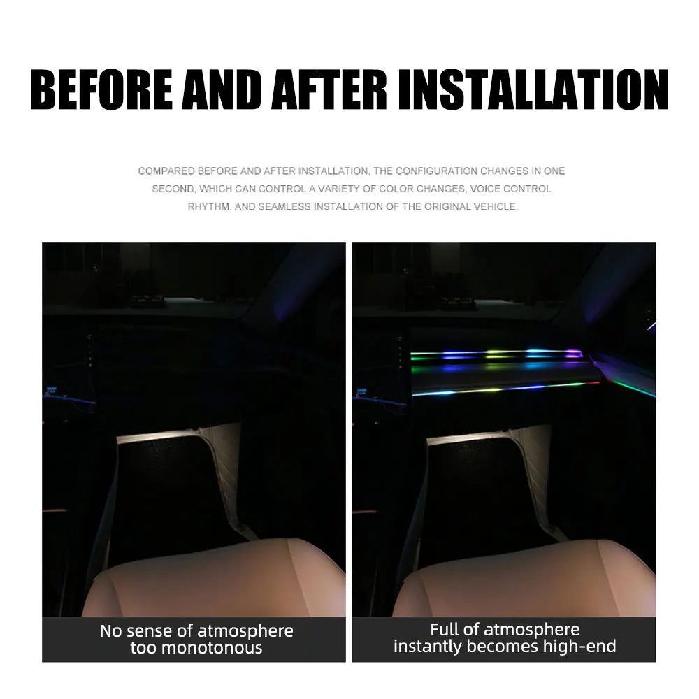 6/10 in 1 Car Led Ambient Lights RGB Symphony Auto Interior Strip Lights Remote/APP Control Decorative Atmosphere Lamp