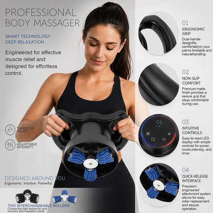 Massager Ergonomic Handheld Body with Interchangeable Rollers for Full Body Relaxation & Anti-Cellulite Care Vibrating Massager