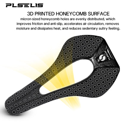 Plselis Lightweight Road Bicycle Saddle High-Strength Carbon Fiber 3D Printed 165g Cycling Cushion Riding Accessories