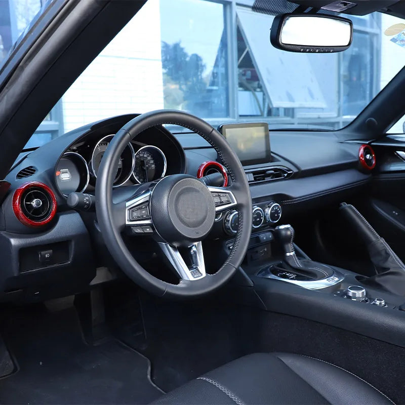 Real Carbon Fiber For Mazda MX-5 MX5 2016-2023 Car Dashboard Panel Air Outlet Decoration Ring Car Interior Accessories