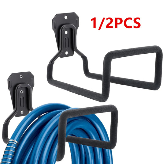1/2PCS Heavy Duty Wall Mount Garden Hose Holder Metal Hose Hanger for Water/Air Hose Garage Organizer with Anti-Slip Foam