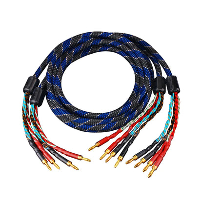 2 to 4 Banana Speaker Cable Hifi Audio Cable High End Audio Amplifier One Pair Copper Jack Ofc Speaker Cable Banana Plug Cable