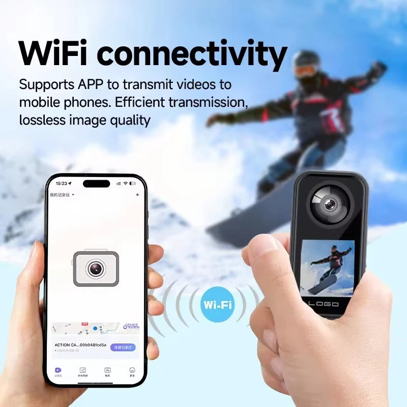 4K+2K Dual Lens Action Camera, Front & Rear WiFi Sports Cam, 130° Wide Angle Night Vision Camera for Motorcycle Helmet Vlog