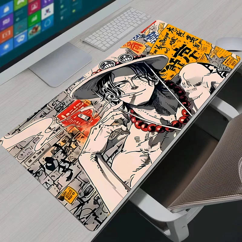One Piece Portgas·D· Ace Mouse Pad Notbook Gamer Keyboard NonSlip Rubber Computer Carpet Desk Mat PC Gaming MousePad Youth Gifts
