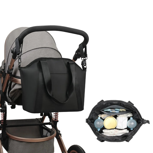 PU Leather Stroller Diaper Bag Portable Shoulder Mommy Handbag For Baby Travel Essentials Bottles Diaper Waterproof Storage Bag
